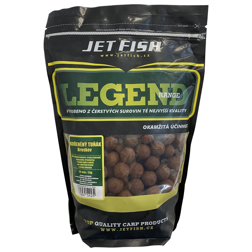 Jet Fish boilies legend Korenený Tuniak Broskyňa 1kg